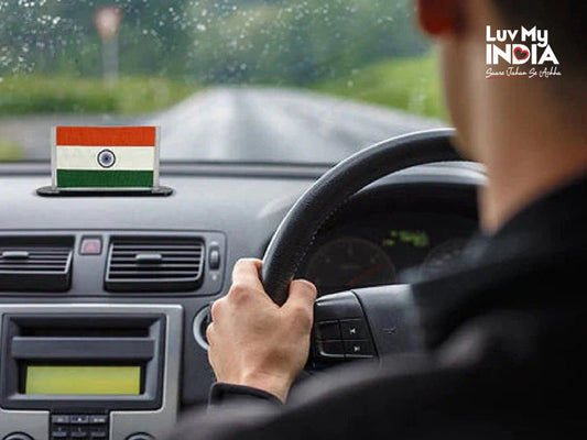 Car dashboard Indian flag for every journey you make