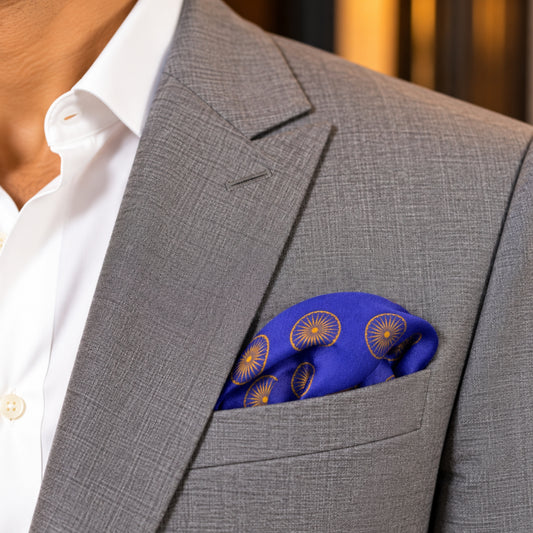 Ashoka Chakra Print | Premium Modal Silk Stole and Pocket Square Set