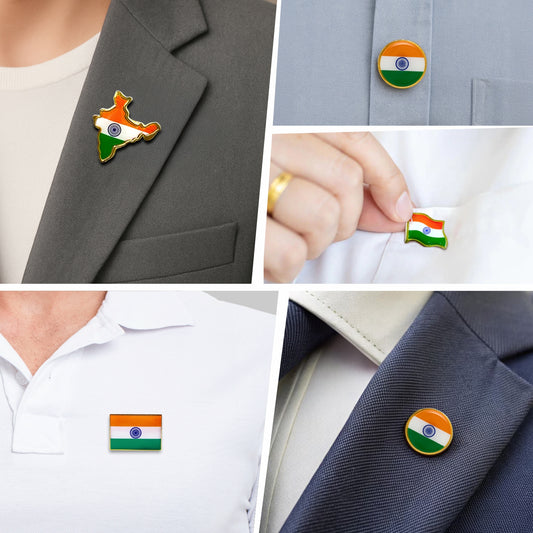 Curated Patriotic 5-Badge Set | Luv My India Badges | Tiranga Themed Badges | Pack of 5