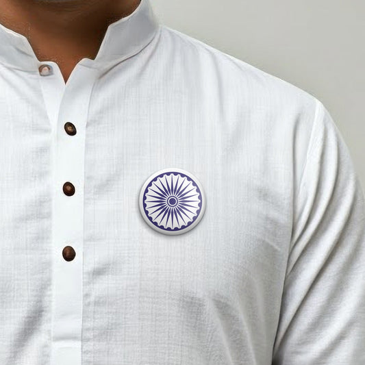 Ashoka Chakra Round Badge | Luv My India Badges | 4x4 CM Patriotic Pin Button Badges | Pack of 5