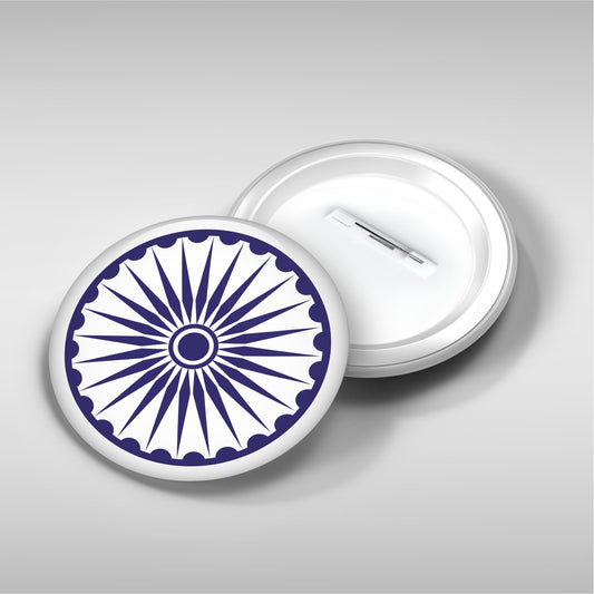 Ashoka Chakra Round Badge | Luv My India Badges | 4x4 CM Patriotic Pin Button Badges | Pack of 5