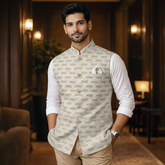 Bharat Script | Ethnic Jacket | Authentic Khadi Cotton