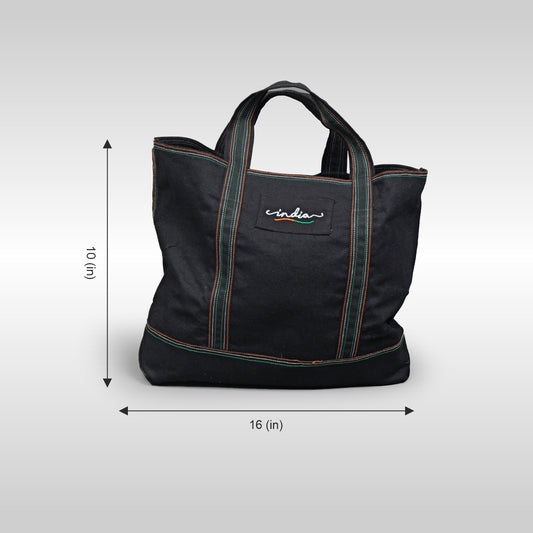 India Signature Canvas Tote Bag | Black