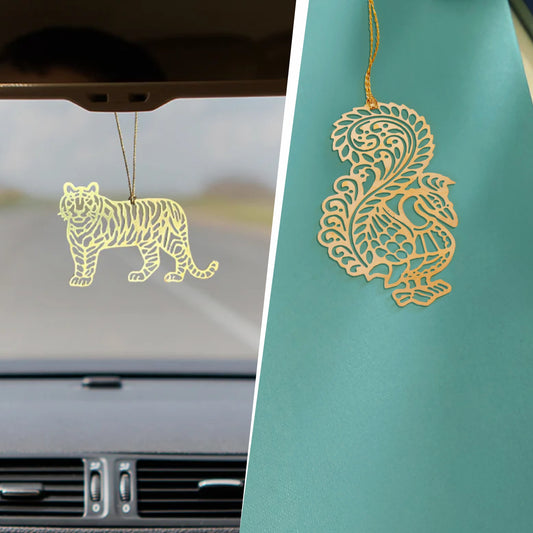 Patriotic Bookmark Set | Luv My India Bookmarks | 2.5x2 Inch Tiger Bookmark | 2x3 Inch Peacock Bookmark | Brass Bookmarks | Curated Pack Of 2