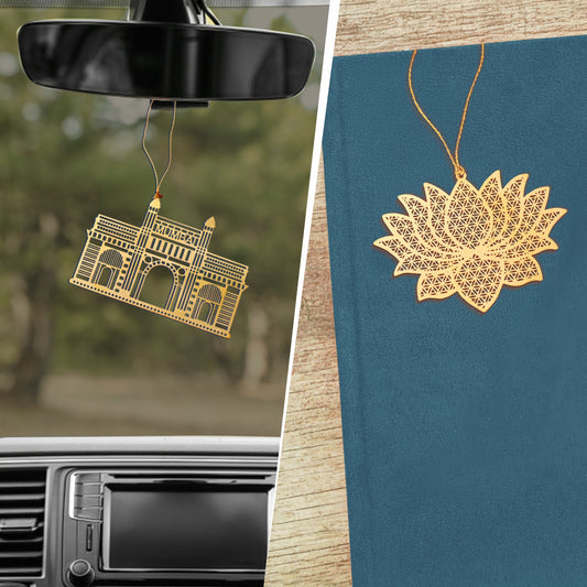 Patriotic Bookmark Set | Luv My India Bookmarks | 3x2 Inch Gateway Of India Bookmark | 3x2 Inch Lotus Bookmark | Brass Bookmarks | Curated Pack Of 2