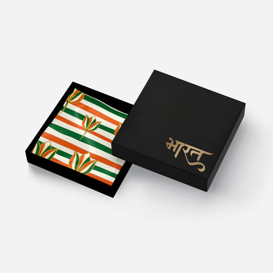 Lotus Motifs Scarf | Luv My India Bemberg Vegan Silk Scarf | Digital Print 150x45 CM Patriotic Scarf