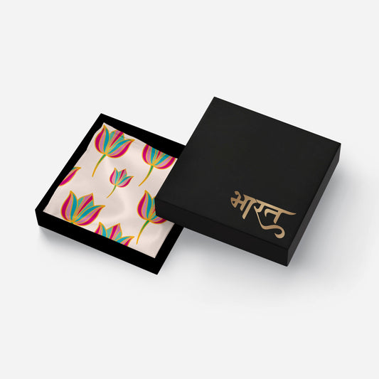 Pink Lotus Motifs Scarf | Luv My India Bemberg Vegan Silk Scarf | Digital Print 150x45 CM Patriotic Scarf