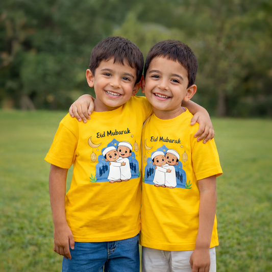 Eid Mubarak Celebration Hugs | Kids Round Neck T-Shirt | Eid Edition