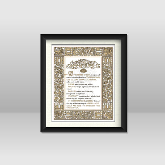 Constitution Of India Patriotic Frame For Decor | Luv My India 14x16 Inches Black Frame