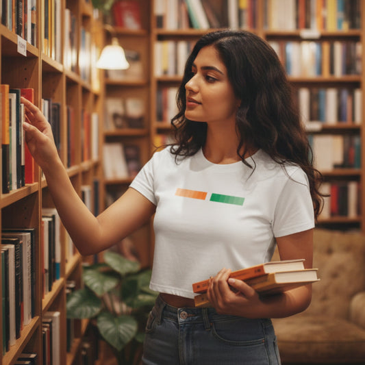 Tiranga | Round Neck Women’s Crop Top T-Shirt | Pure Cotton Luv My India Fashion | Patriotic T-Shirt