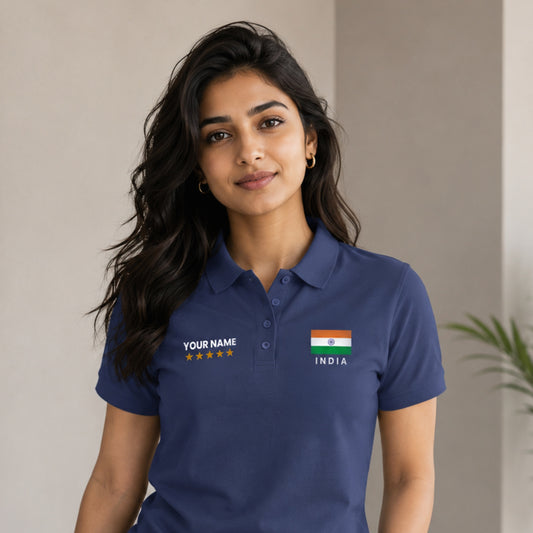 Your Name India Flag Polo T-Shirt | Customisable