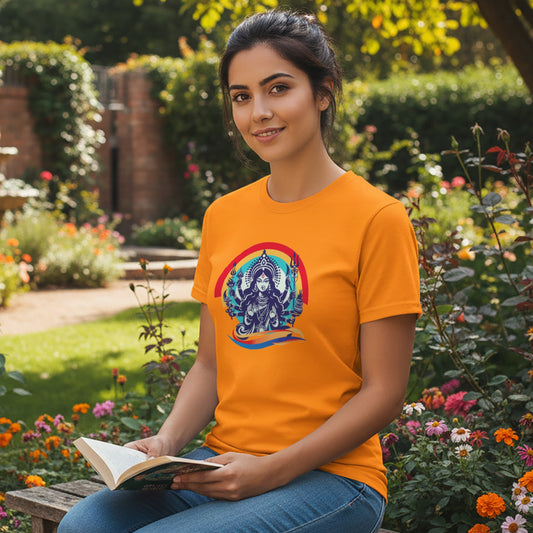 Maa Durga | Round Neck Unisex T-Shirt | Pure Cotton Luv My India Fashion | Luv My India Spiritual T-Shirt