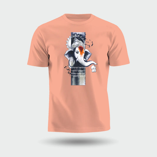 Vakratunda Mahakaya With Bappa’s Blessings | Round Neck Unisex T-Shirt | Pure Cotton Luv My India Fashion | Ganesh Chaturthi Spiritual T-Shirt