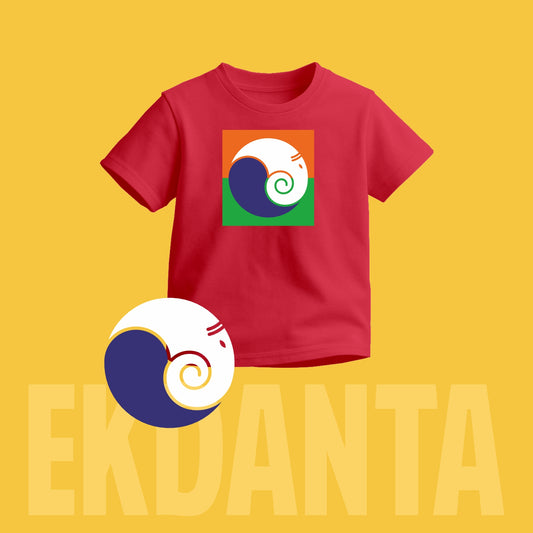 Ganpati Bappa Tricolour | Round Neck Kids’ Unisex T-Shirt | Pure Cotton Luv My India Fashion | Ganesh Chaturthi Spiritual T-Shirt