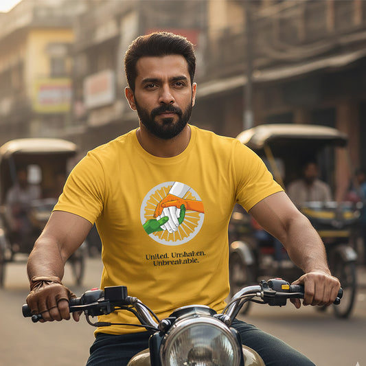 United Unshaken Unbreakable | Round Neck Unisex T-Shirt | Pure Cotton Luv My India Fashion | Patriotic T-Shirt