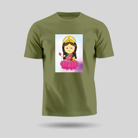 Maa Laxmi | Round Neck Unisex T-Shirt | Pure Cotton Luv My India Fashion | Narayani Spiritual T-Shirt