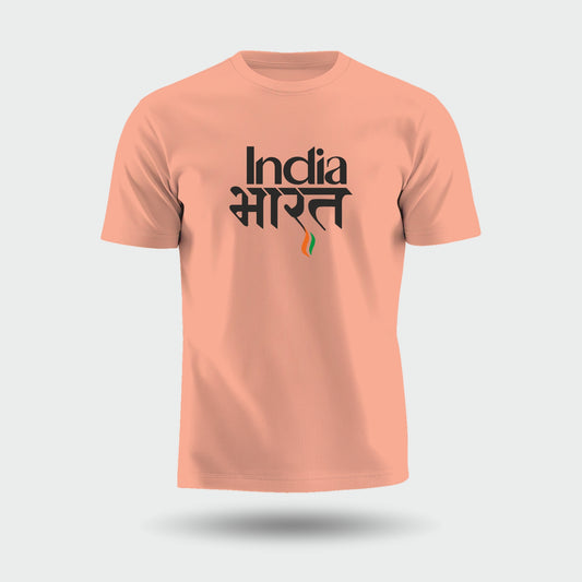 India Bharat Tiranga Flag | Round Neck Unisex T-Shirt | Pure Cotton Luv My India Fashion | Patriotic T-Shirt