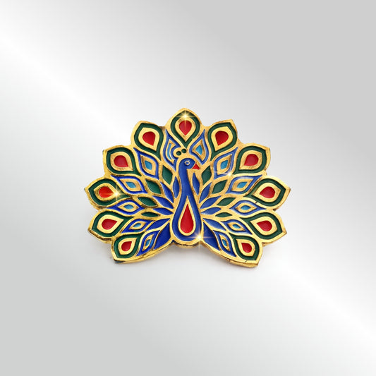 Classic Peacock Enamelled Badge | Butterfly Fastener