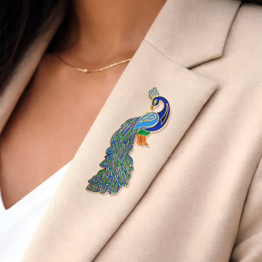 Royal Peacock Enamelled Badge | Butterfly Fastener