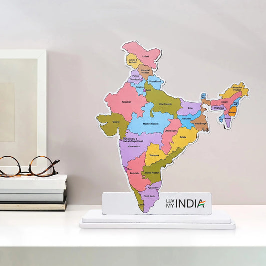 Indian Map Themed Showpiece | Luv My India 8x7 Inch Patriotic Acrylic Keepsake
