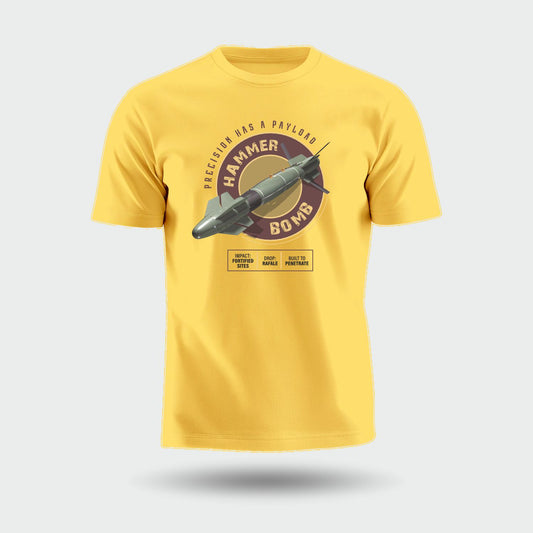Hammer Bomb | Round Neck Patriotic Unisex T-Shirt | Pure Cotton Luv My India Fashion | Indian Defence T-Shirt