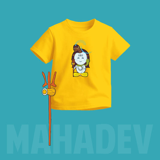 Lord Shiva | Round Neck Kids’ Unisex T-Shirt | Pure Cotton Luv My India Fashion | Mahadev Spiritual T-Shirt