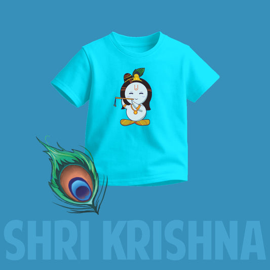 Lord Krishna | Round Neck Kids’ Unisex T-Shirt | Pure Cotton Luv My India Fashion | Shri Krishna Spiritual T-Shirt