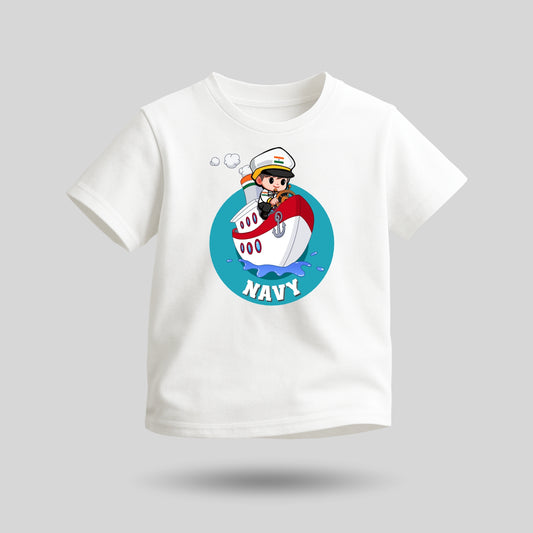 Indian Navy | Round Neck Kids’ Unisex T-Shirt | Pure Cotton Luv My India Fashion | Patriotic T-Shirt