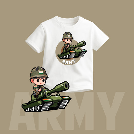 Indian Army | Round Neck Kids’ Unisex T-Shirt | Pure Cotton Luv My India Fashion | Patriotic T-Shirt