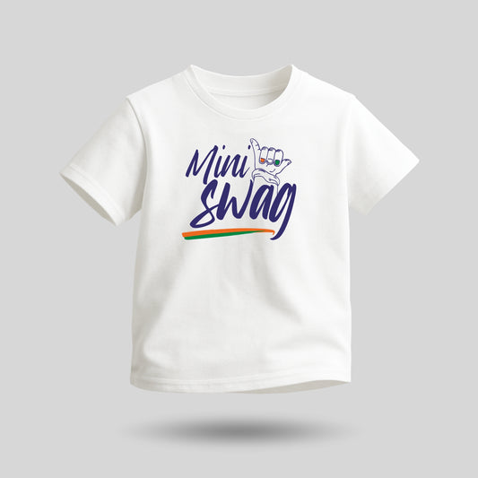 Mini Swag | Round Neck Kids’ Unisex T-Shirt | Pure Cotton Luv My India Fashion | Patriotic T-Shirt