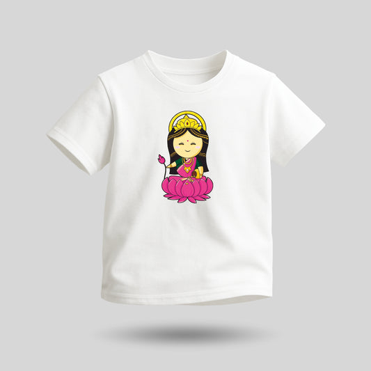 Maa Laxmi | Round Neck Kids’ Unisex T-Shirt | Pure Cotton Luv My India Fashion | Narayani Spiritual T-Shirt