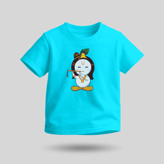 Lord Krishna | Round Neck Kids’ Unisex T-Shirt | Pure Cotton Luv My India Fashion | Shri Krishna Spiritual T-Shirt