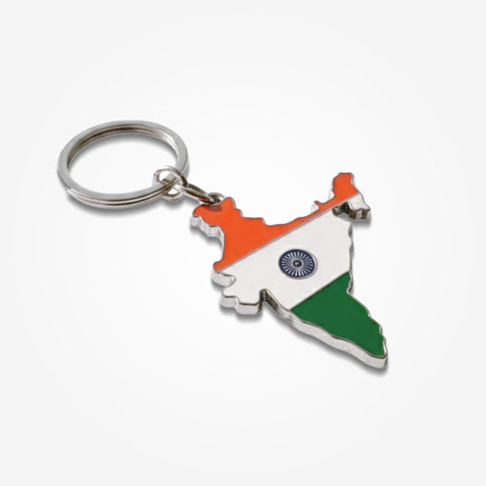 Tricolour Indian Map | Luv My India Keychain | Patriotic Metal Keychain