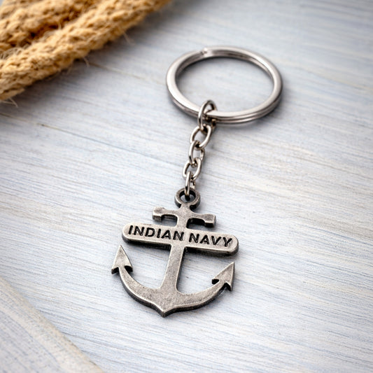 Indian Navy Anchor | Metal Keychain | Matte Grey Finish