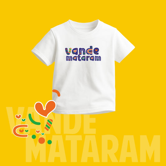 Vande Mataram | Round Neck Kids’ Unisex T-Shirt | Pure Cotton Luv My India Fashion | Patriotic T-Shirt