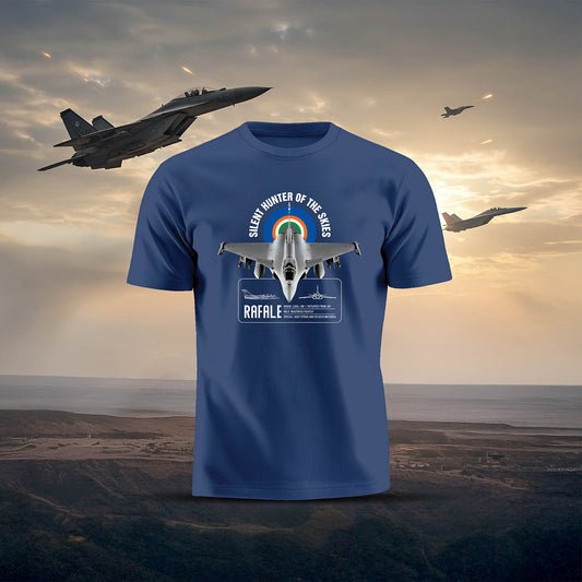 Rafale | Round Neck Patriotic Unisex T-Shirt | Pure Cotton Luv My India Fashion | Indian Defence T-Shirt