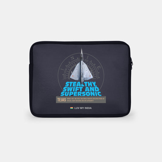Tejas Black Defence Collection Laptop Sleeve 14.5x11 inches
