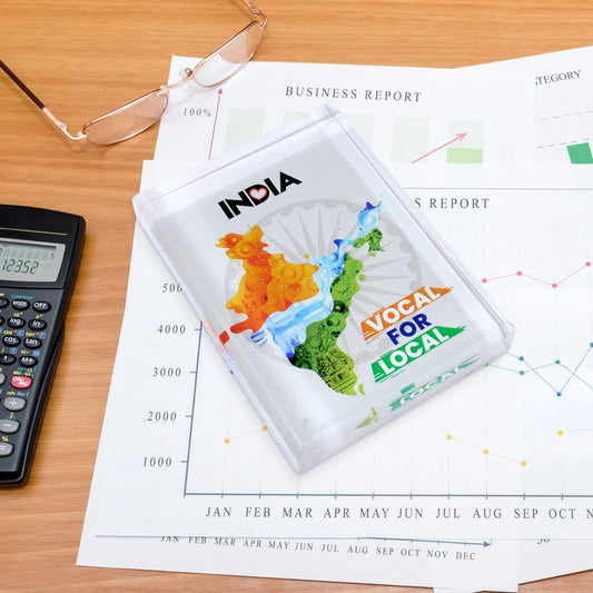 Vocal For Local Paperweight | Luv My India Acrylic 2.5x3.5 Inch Patriotic Paperweight
