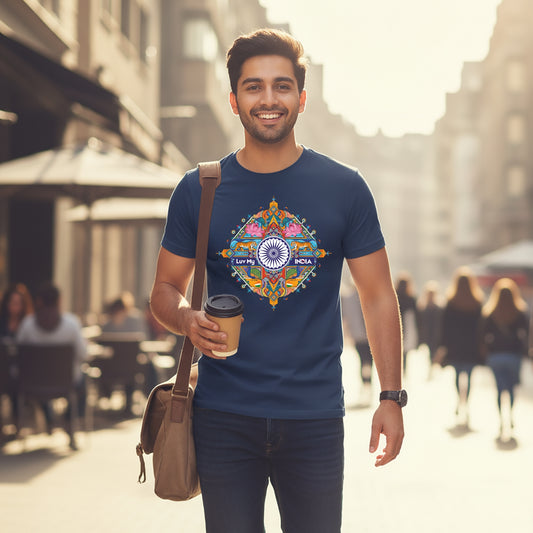 National Symbols | Round Neck Unisex T-Shirt | Pure Cotton Luv My India Fashion | Patriotic T-Shirt