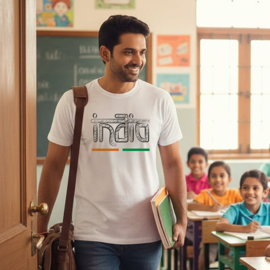 India | Round Neck Unisex T-Shirt | Pure Cotton Luv My India Fashion | Patriotic T-Shirt