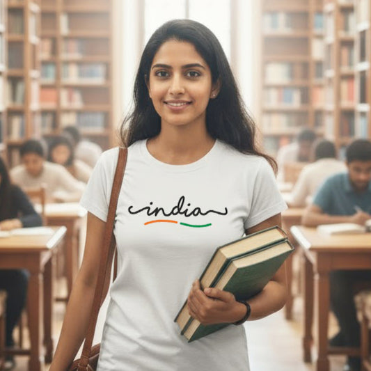 India | Round Neck Unisex T-Shirt | Pure Cotton Luv My India Fashion | Patriotic T-Shirt