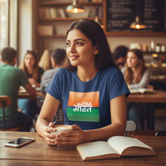 India Bharat Tiranga | Round Neck Unisex T-Shirt | Pure Cotton Luv My India Fashion | Patriotic T-Shirt