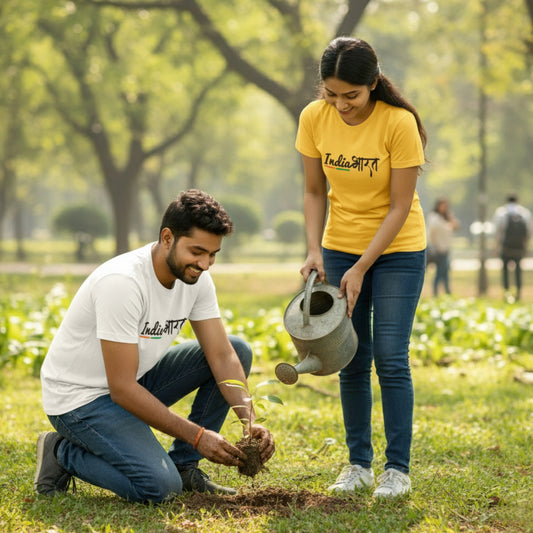 India Bharat Tiranga Stripe | Round Neck Unisex T-Shirt | Pure Cotton Luv My India Fashion | Patriotic T-Shirt