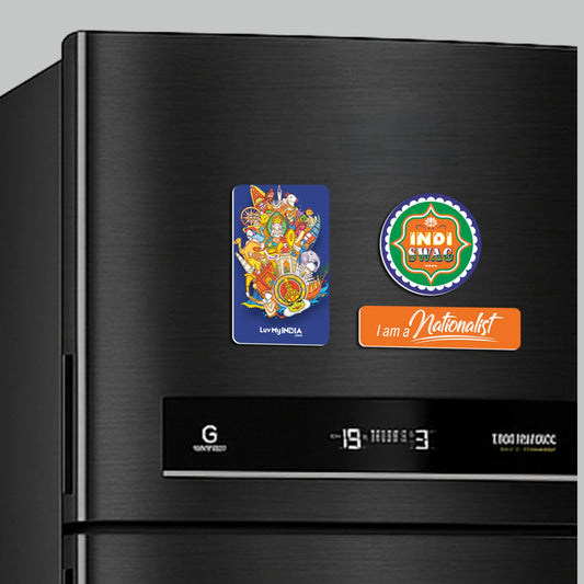 Patriotic Fridge Magnet Set | Luv My India Fridge Magnets | India Pride Fridge Magnet | Indi Swag Fridge Magnet | I Am A Nationalist Fridge Magnet | Curated Pack of 3