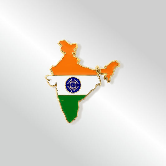 India Map Badge | Luv My India Premium Enamelled Badge | Brass Material Badge With Pin-Free Magnetic Fastener | 3x3.4 CM Badge For Men And Women