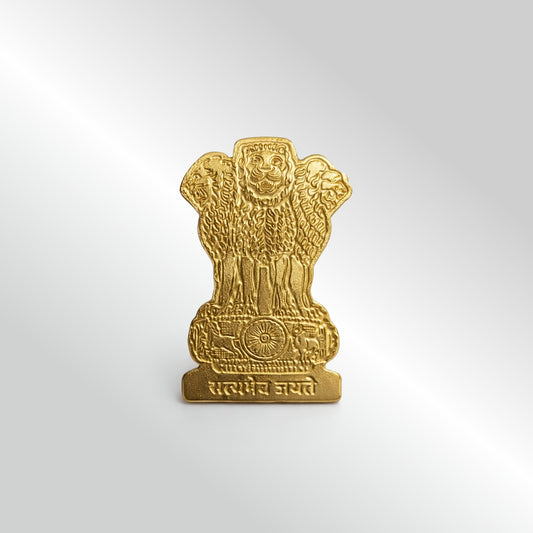 Ashoka Emblem Gold-Finish Brass Badge | Brass Closure Button