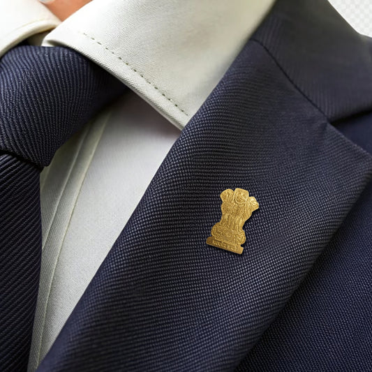 Ashoka Emblem Gold-Finish Brass Badge | Brass Closure Button