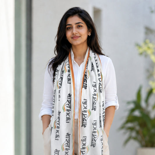 Bharat India Satin Stole | Unisex | White