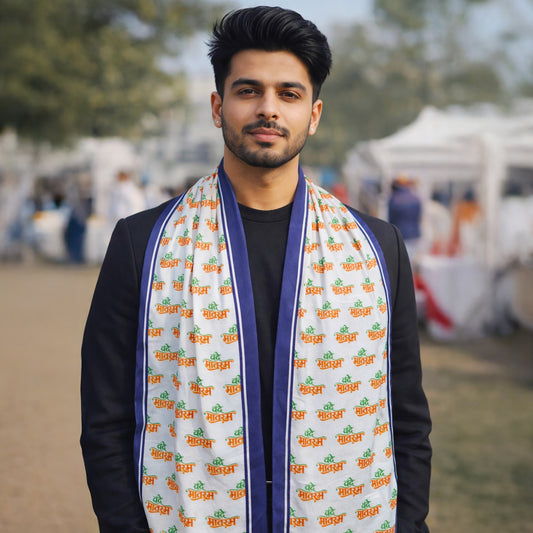 Vande Mataram Satin Stole | Unisex | Tricolour Inspired