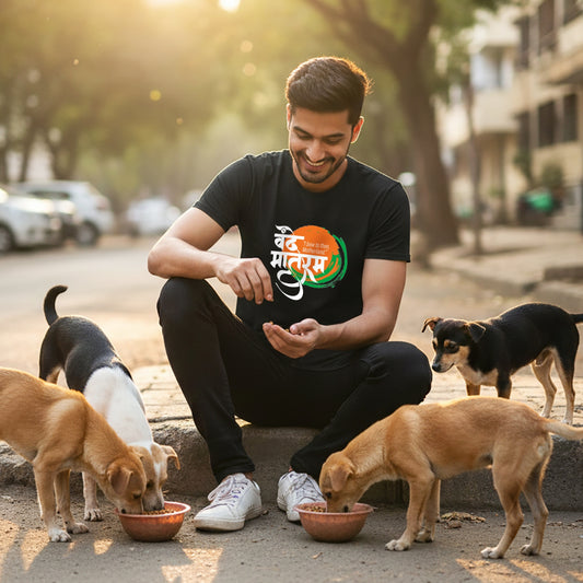 Vande Mataram: I Bow To Thee, Motherland | Round Neck Unisex T-Shirt | Pure Cotton Luv My India Fashion | Patriotic T-Shirt